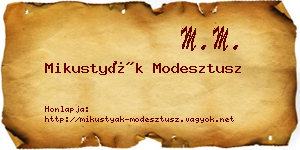 Mikustyák Modesztusz névjegykártya